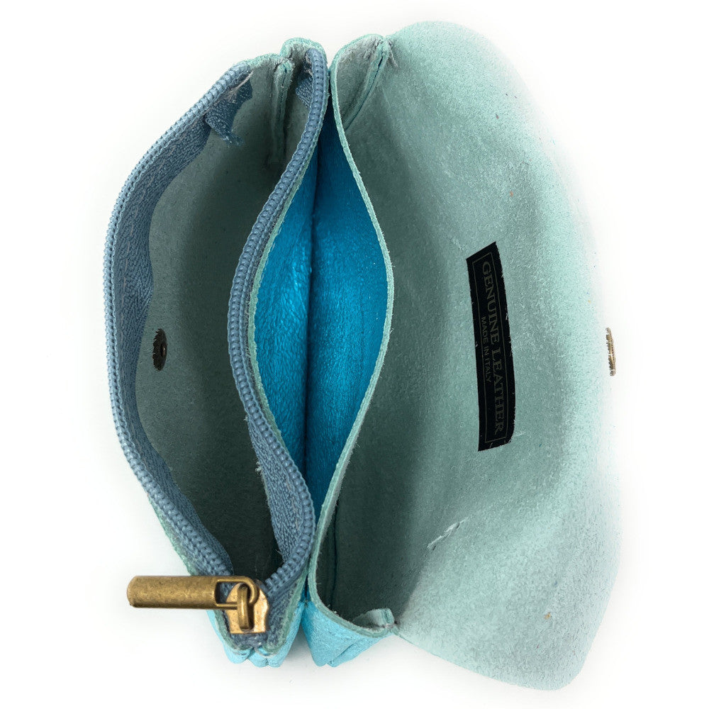 Pochette porte-monnaie en cuir irisé COMPO Lagon