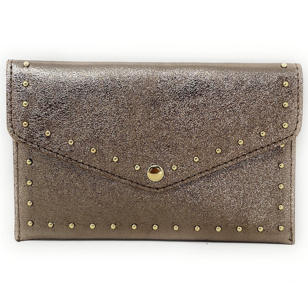 Pochette porte-monnaie en cuir irisé TINA Champagne irisé