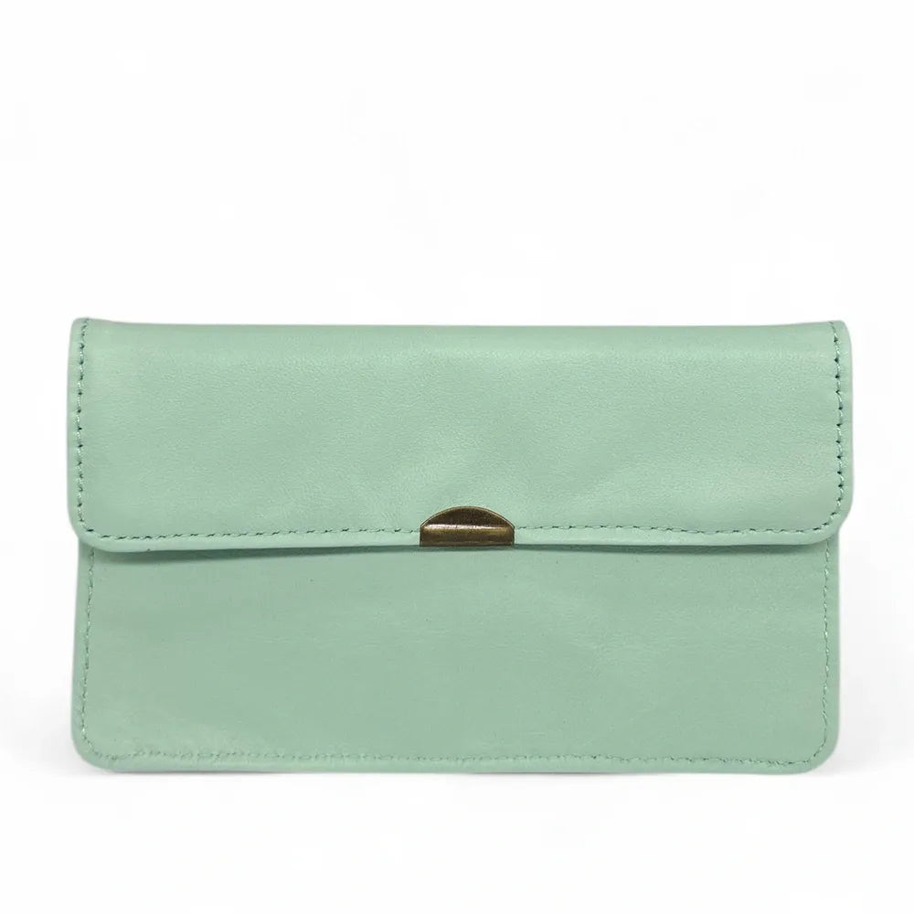 Pochette porte-monnaie en cuir lisse IMPRO Vert pastel