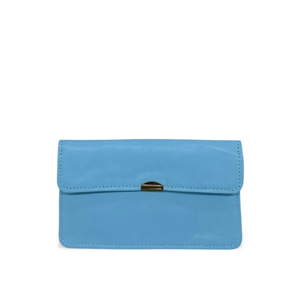 Pochette porte-monnaie en cuir lisse IMPRO Bleu pastel
