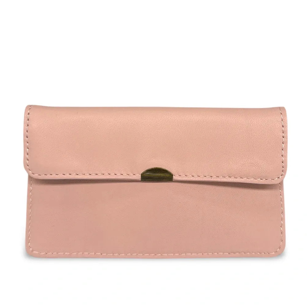 Pochette porte-monnaie en cuir lisse IMPRO Rose nude