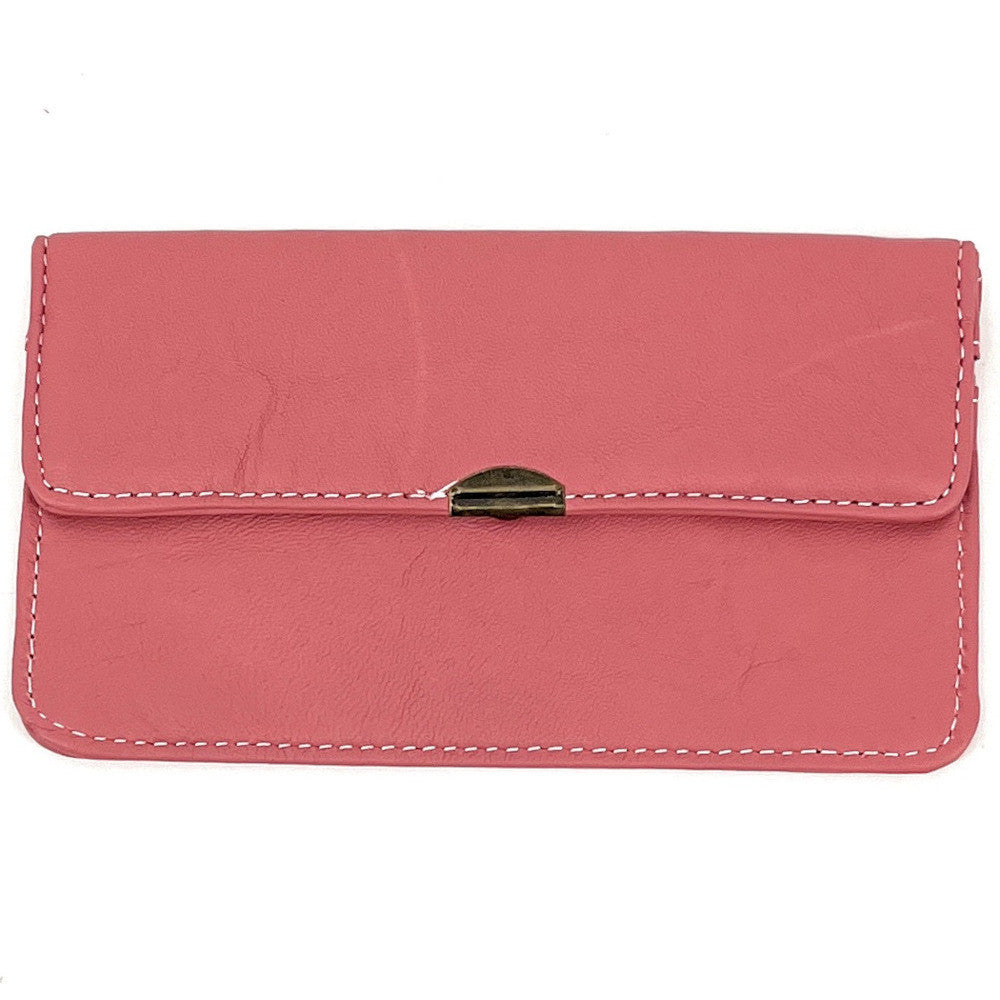 Pochette porte-monnaie en cuir lisse IMPRO Rose corail