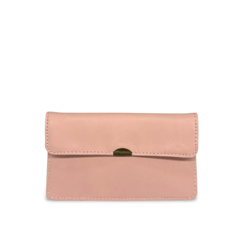 Pochette porte-monnaie en cuir lisse IMPRO Rose nude