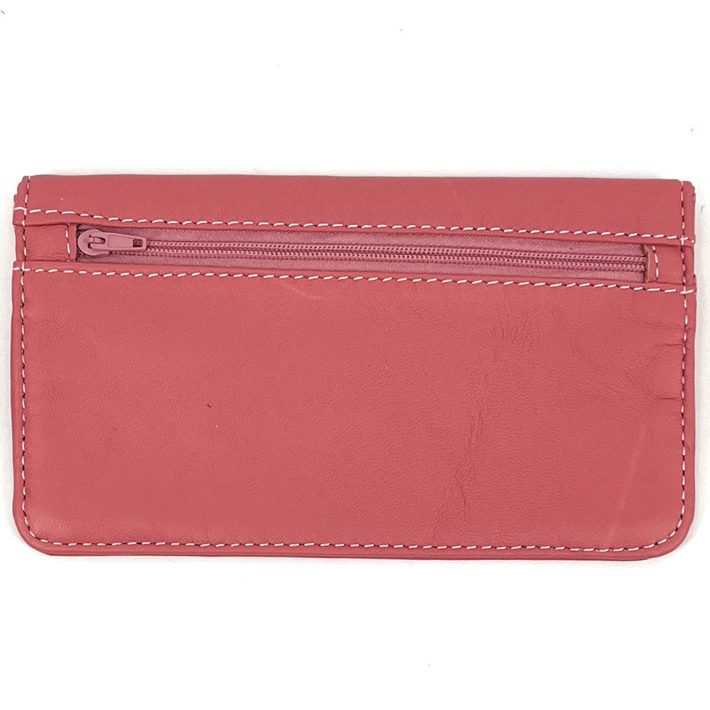 Pochette porte-monnaie en cuir lisse IMPRO Rose corail