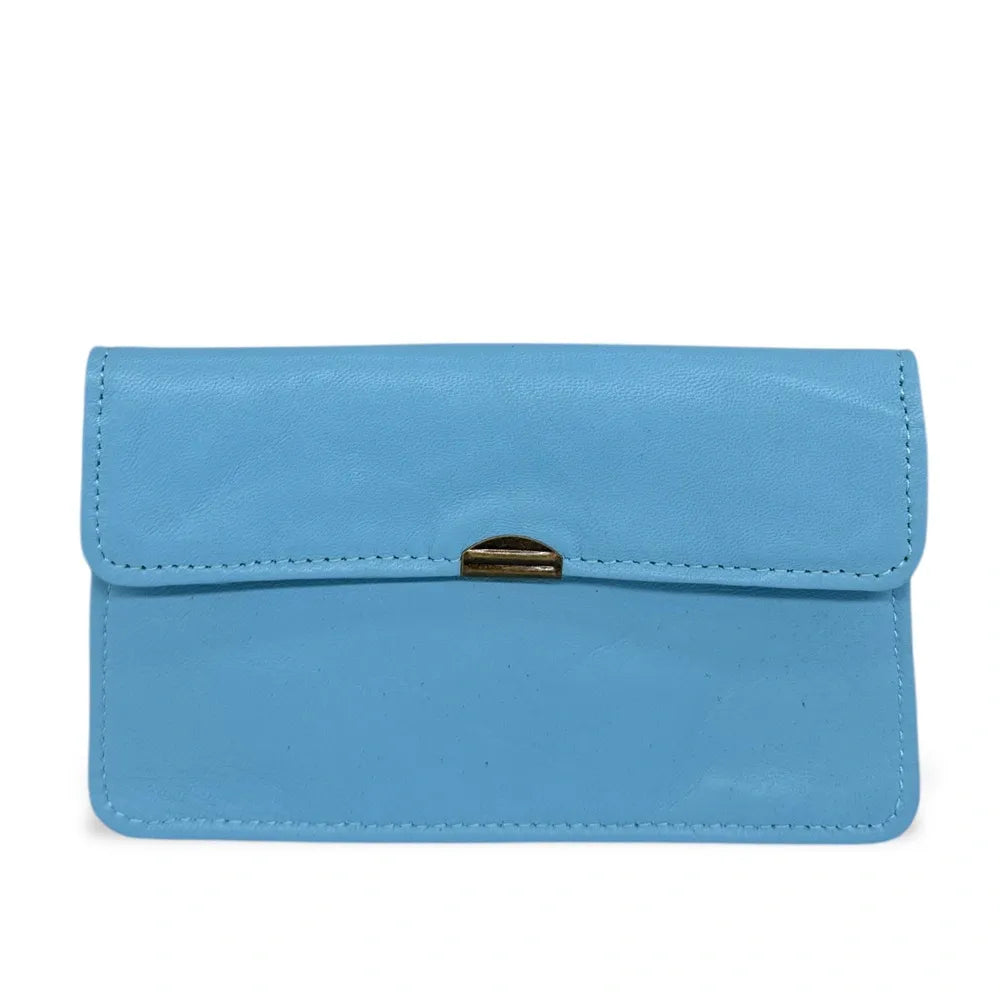 Pochette porte-monnaie en cuir lisse IMPRO Bleu pastel