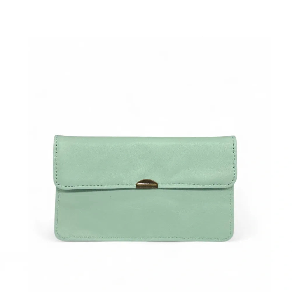 Pochette porte-monnaie en cuir lisse IMPRO Vert pastel