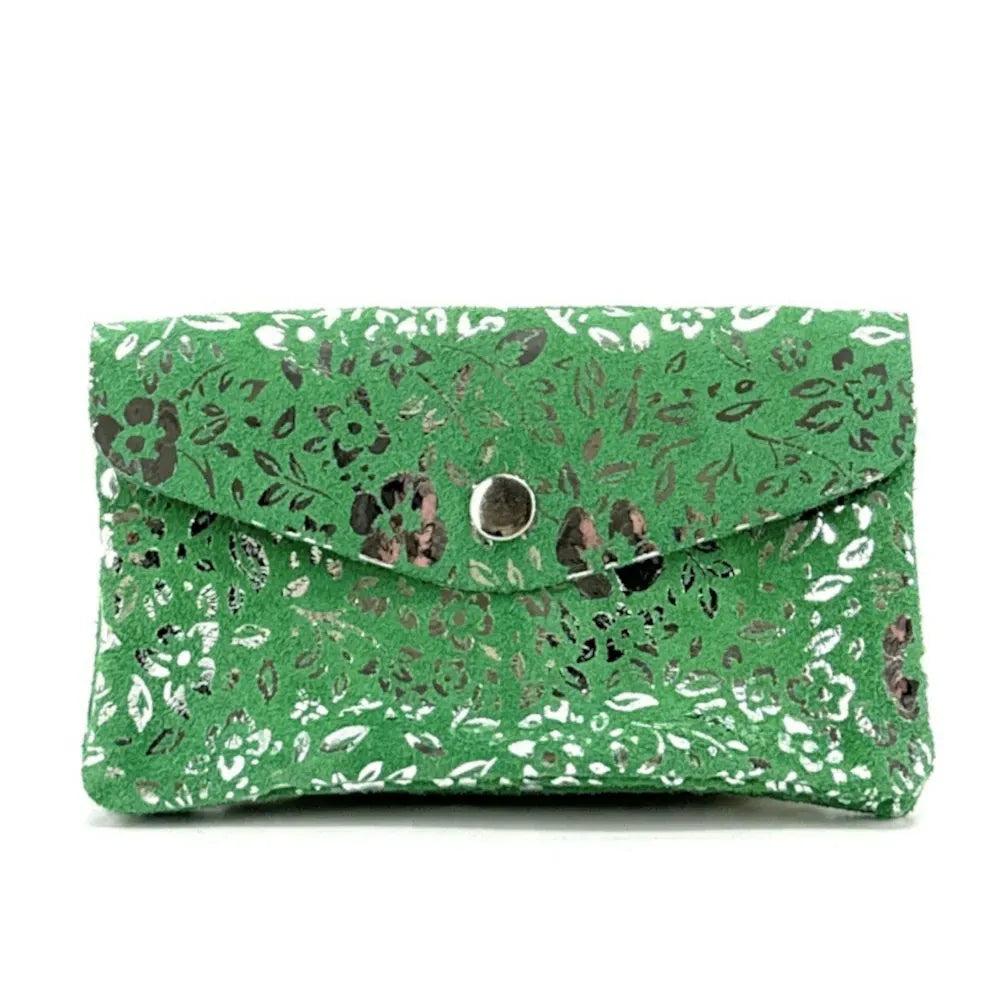 Pochette porte-monnaie en croûte de cuir COMPO BLOOM Vert anglais