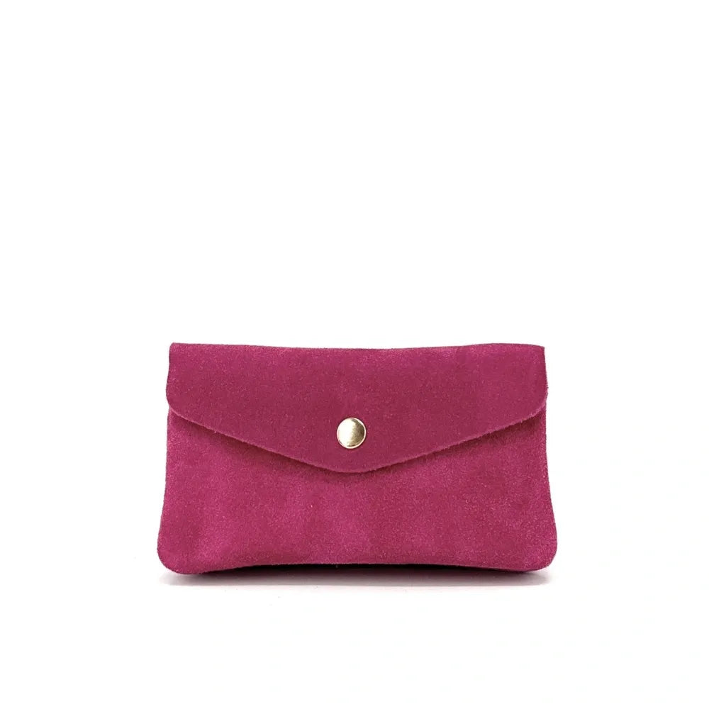 Pochette porte-monnaie en croûte de cuir COMPO SUEDE Rose fuchsia