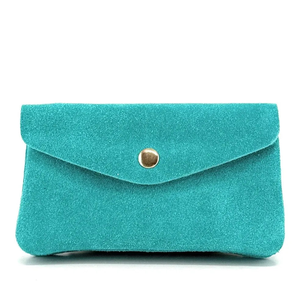 Pochette porte-monnaie en croûte de cuir COMPO SUEDE Bleu turquoise