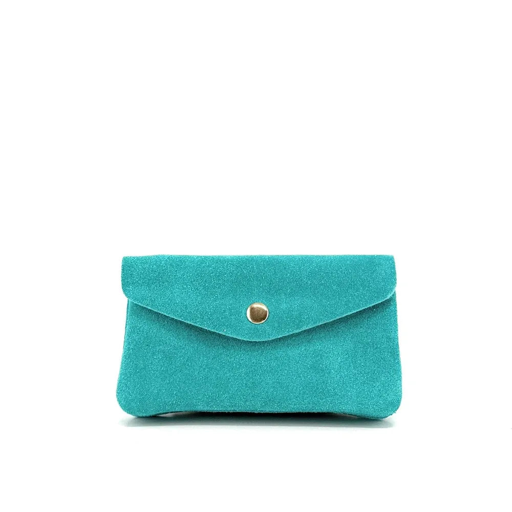 Pochette porte-monnaie en croûte de cuir COMPO SUEDE Bleu turquoise