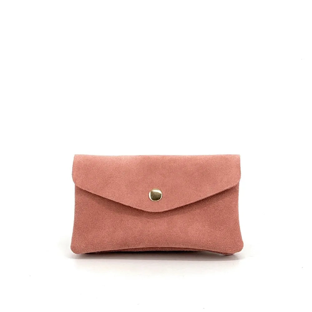 Pochette porte-monnaie en croûte de cuir COMPO SUEDE Rose saumon