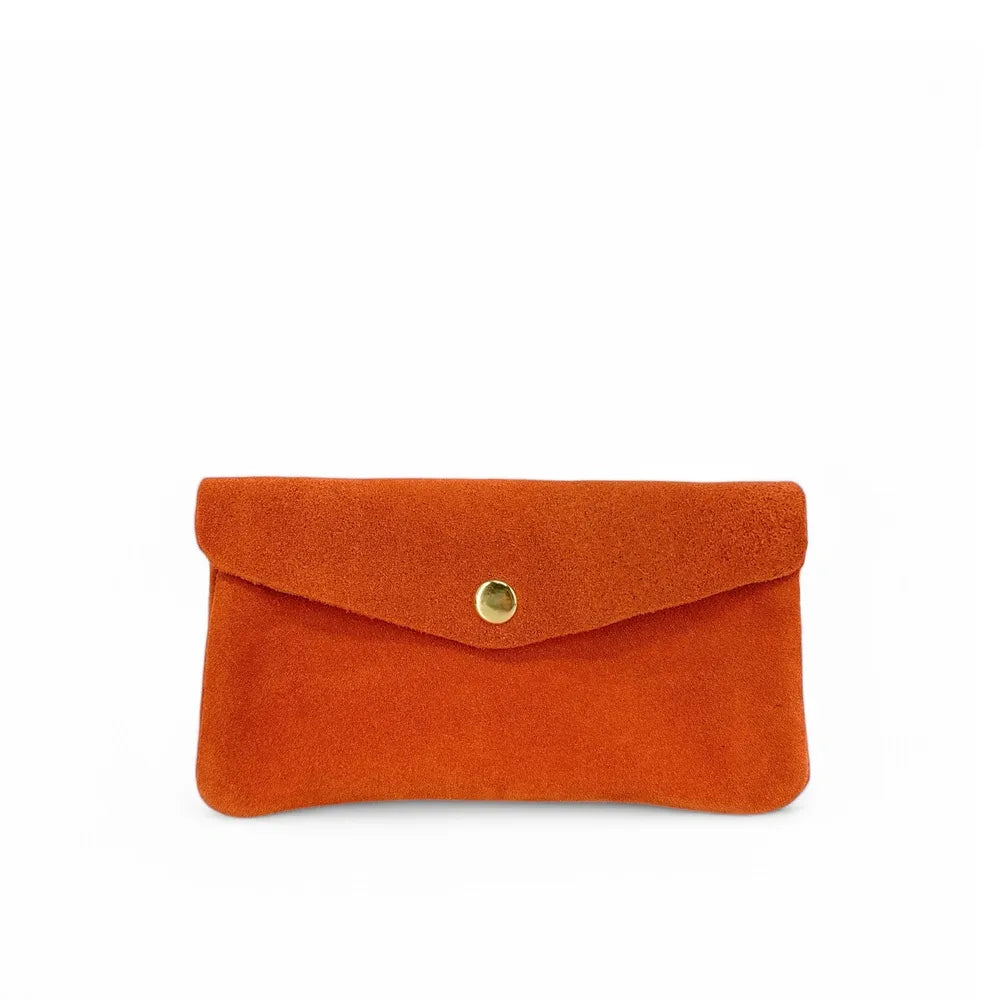 Pochette porte-monnaie en croûte de cuir COMPO SUEDE Mandarine