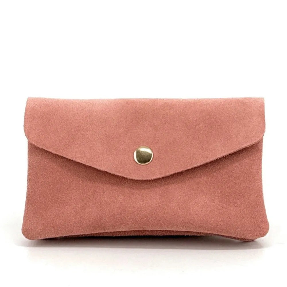 Pochette porte-monnaie en croûte de cuir COMPO SUEDE Rose saumon