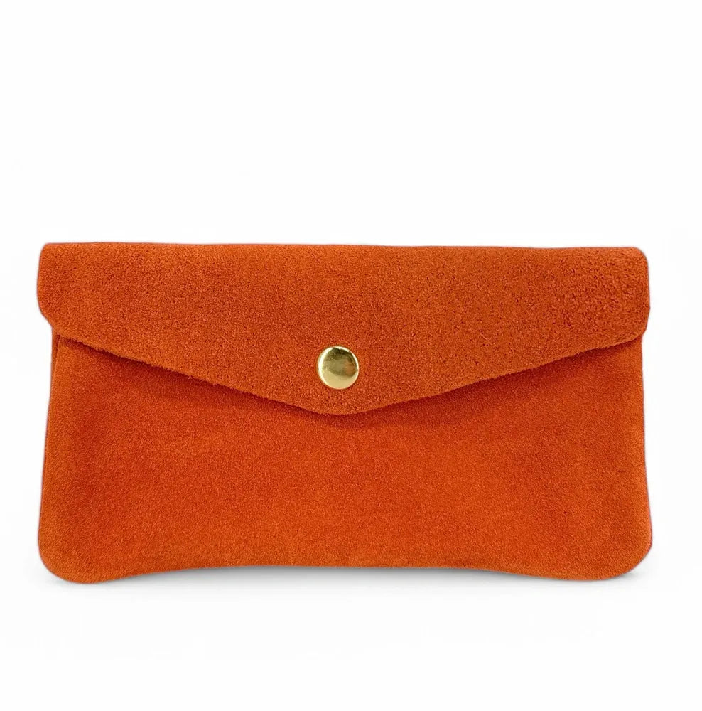Pochette porte-monnaie en croûte de cuir COMPO SUEDE Mandarine