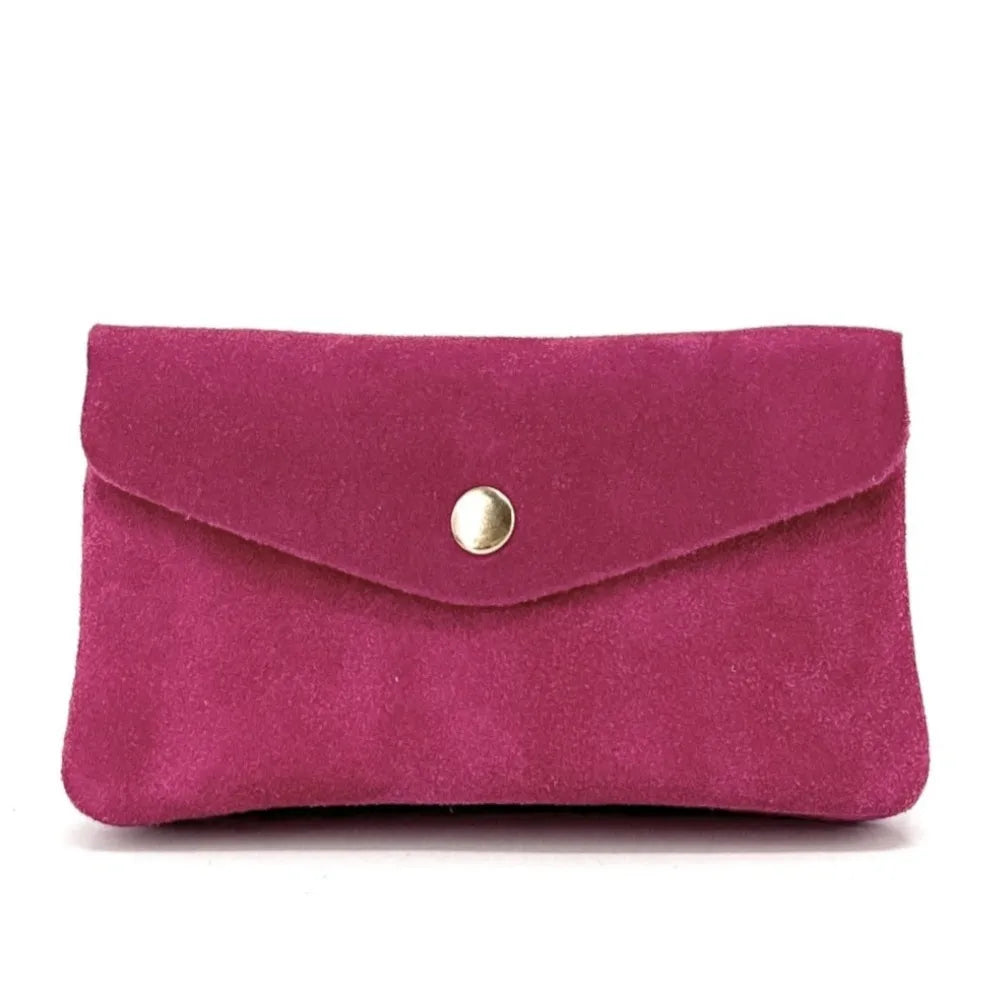 Pochette porte-monnaie en croûte de cuir COMPO SUEDE Rose fuchsia