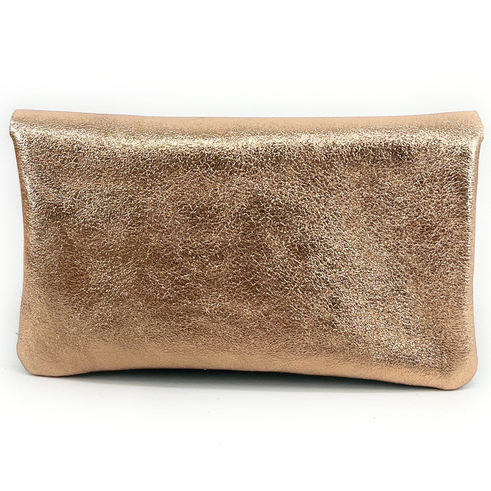 Pochette porte-monnaie en daim et cuir irisé COMBI Bleu turquoise