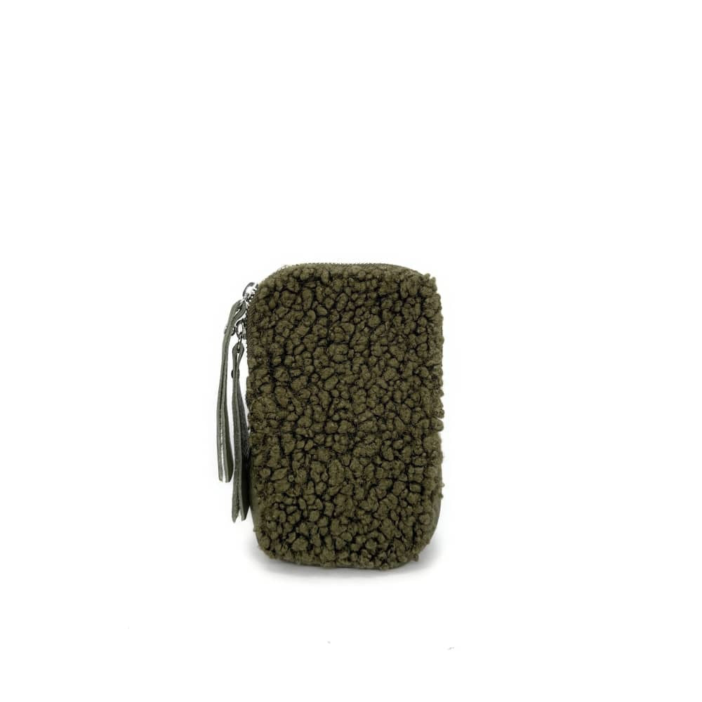 Pochette téléphone en peluche TEDDY Kaki