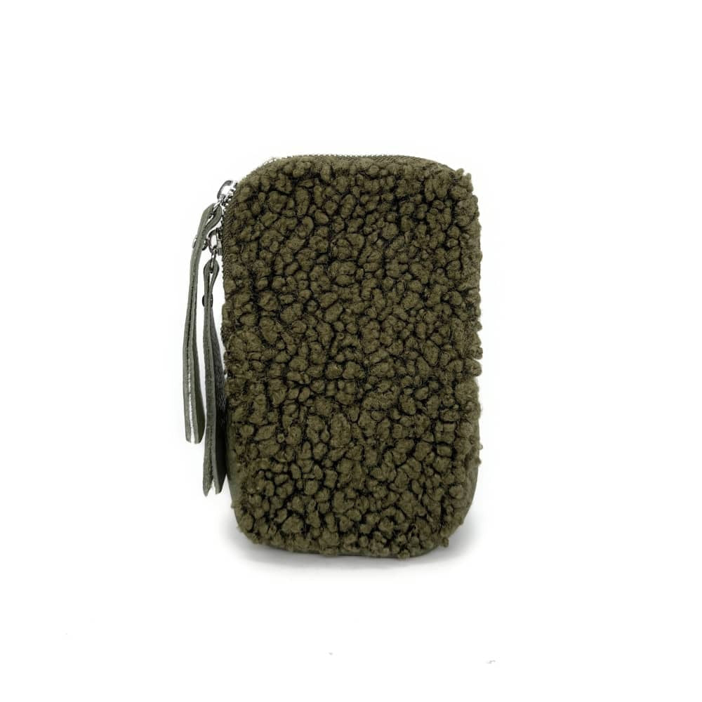 Pochette téléphone en peluche TEDDY Kaki