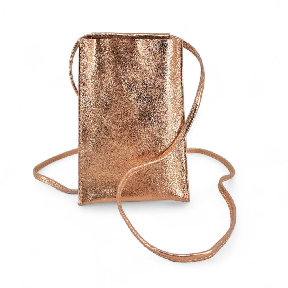 Pochette téléphone en cuir irisé EASY Rose gold
