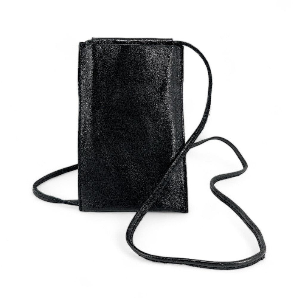 Pochette téléphone en cuir irisé EASY Noir irisé