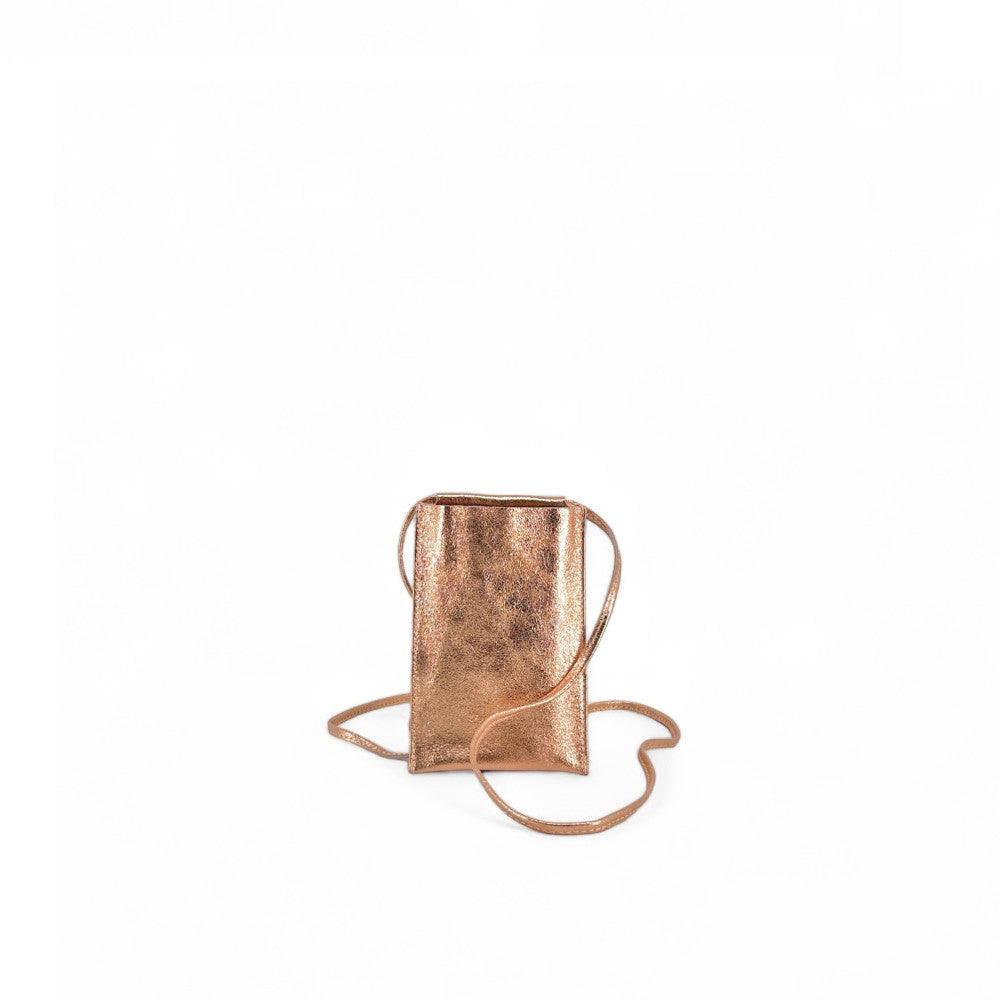 Pochette téléphone en cuir irisé EASY Rose gold