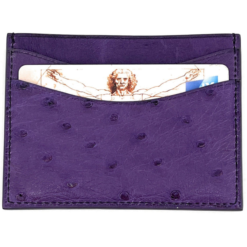 Porte-cartes cuir d'autruche édition Haute-couture Violet Violet