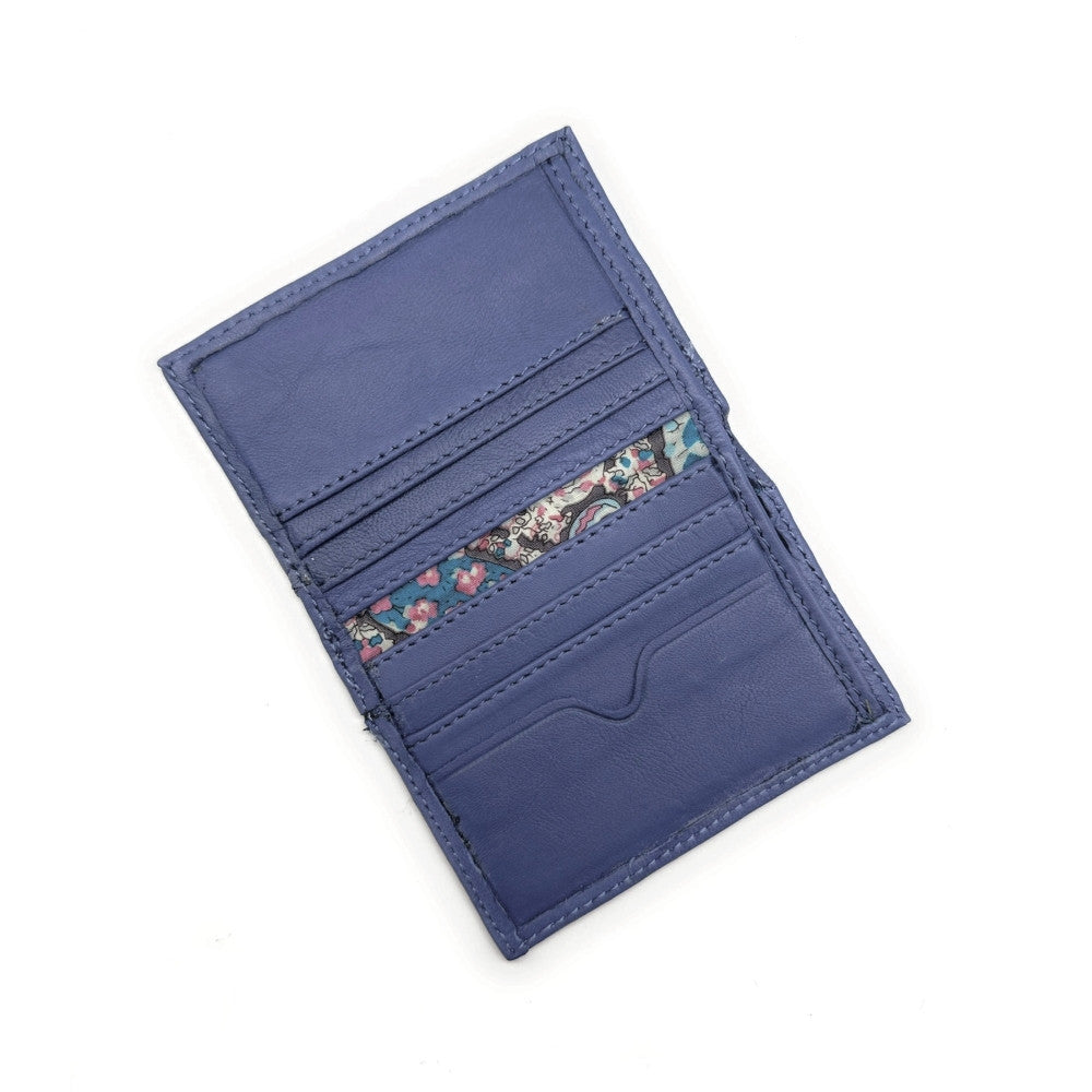 Porte-cartes en cuir lisse IMPRESSION Bleu indigo