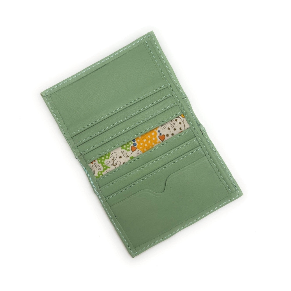 Porte-cartes en cuir lisse IMPRESSION Vert pastel
