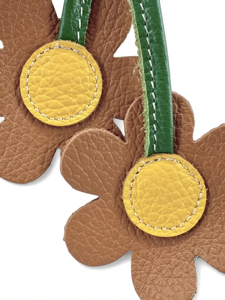 Porte-clés en cuir grainé FLOWA POWA Camel