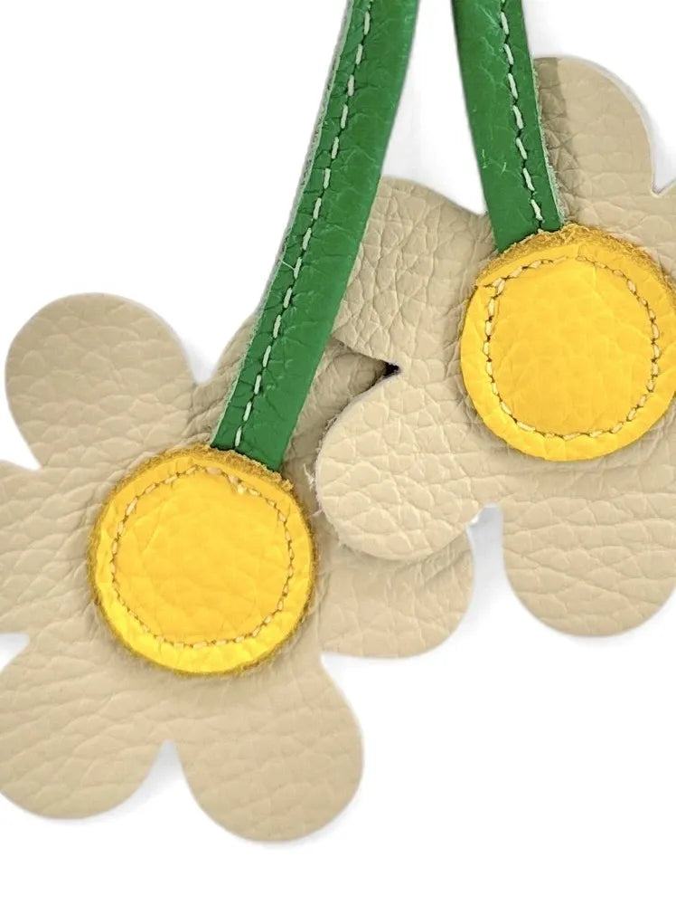 Porte-clés en cuir grainé FLOWA POWA Taupe clair