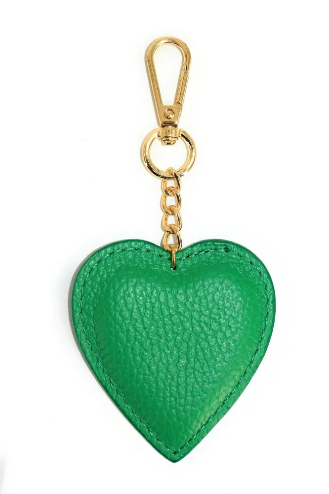 Porte-clés en cuir grainé COEUR Vert anglais