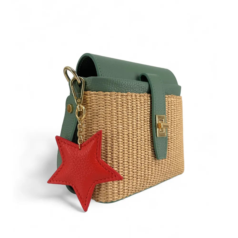 Porte-clés en cuir grainé ETOILE Mandarine