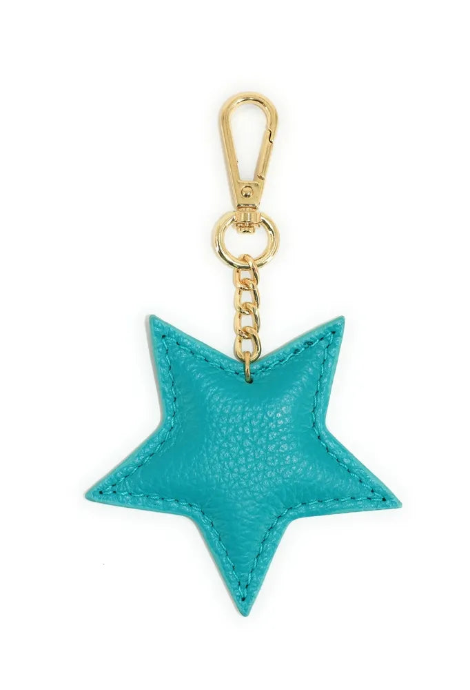 Porte-clés en cuir grainé ETOILE Bleu turquoise