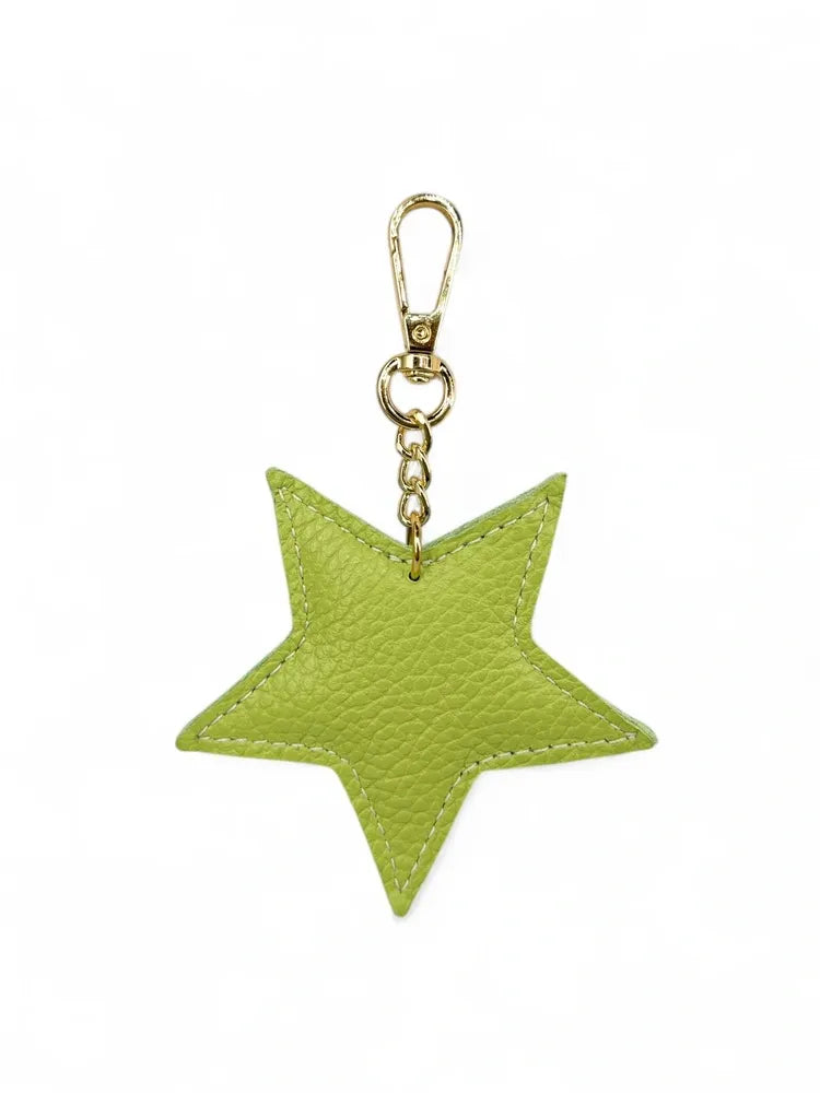 Porte-clés en cuir grainé ETOILE Vert anis
