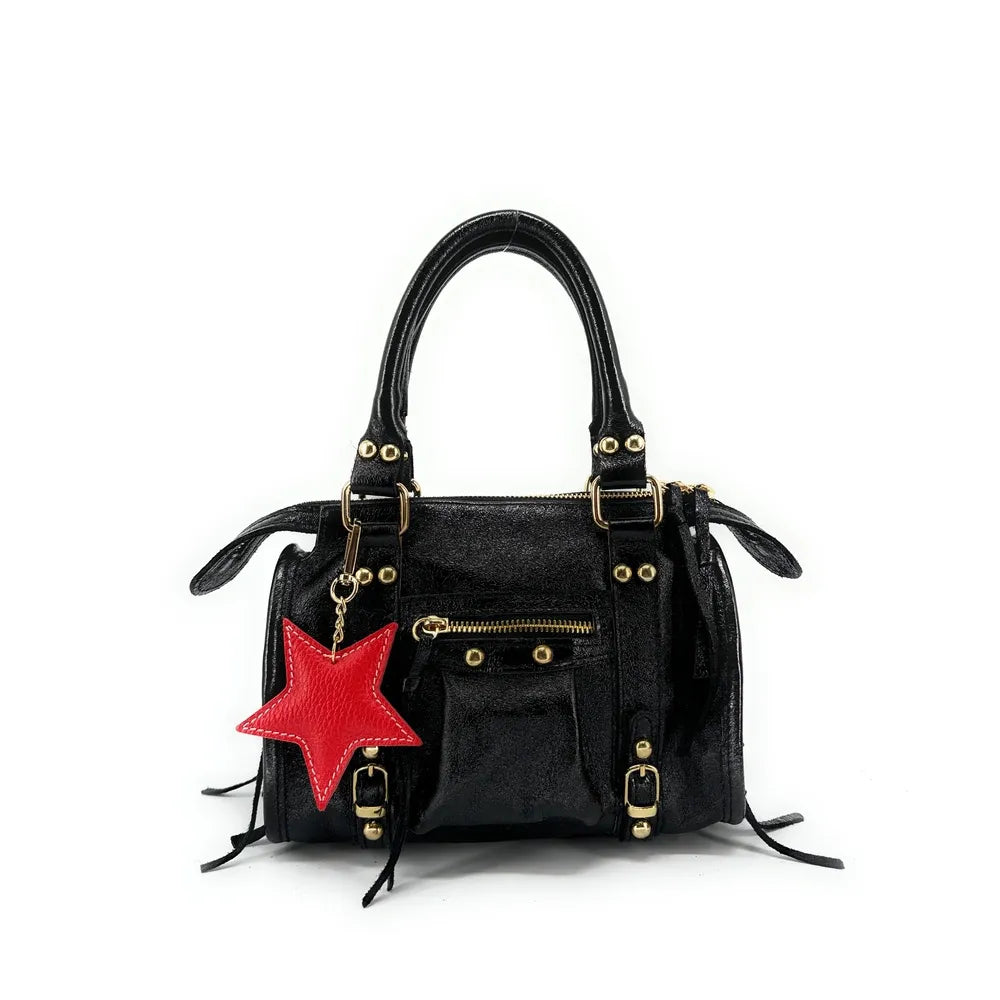 Porte-clés en cuir grainé ETOILE Rouge garance