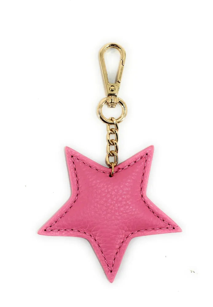Porte-clés en cuir grainé ETOILE Rose intense