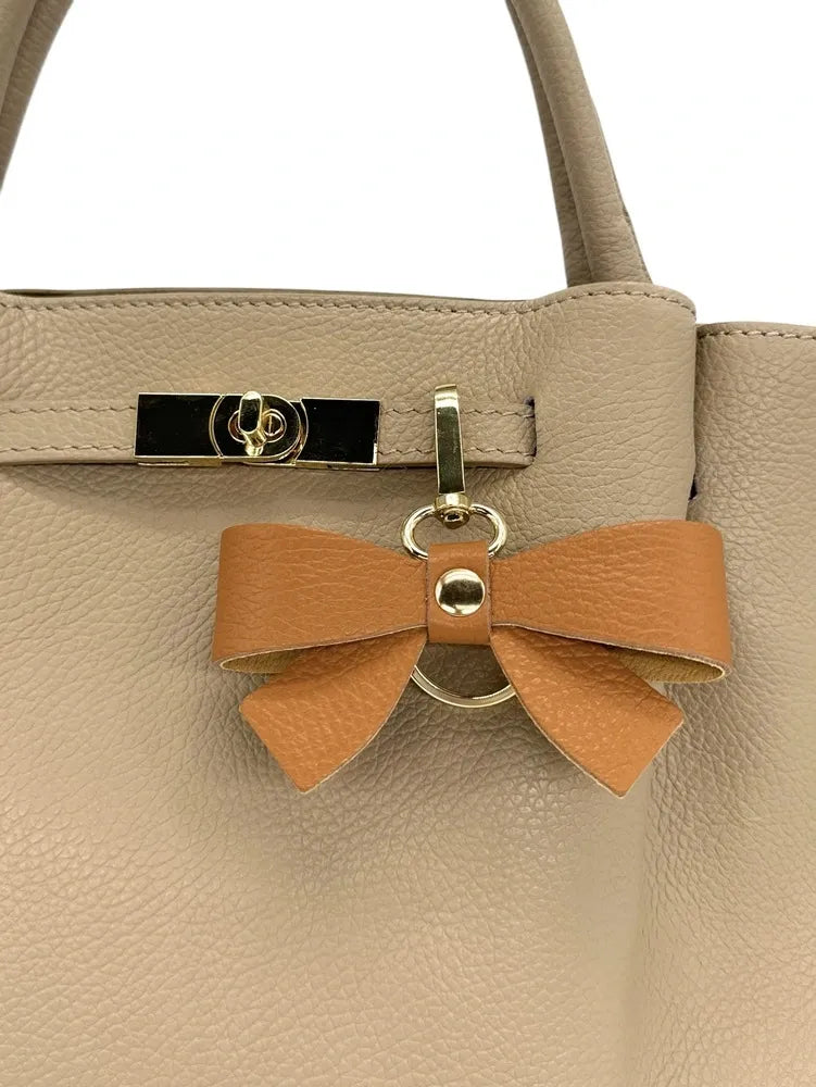 Porte-clés en cuir grainé FARFALA Camel