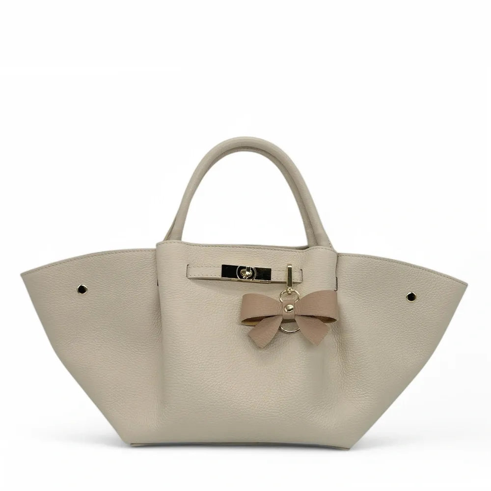 Porte-clés en cuir grainé FARFALA Rose nude