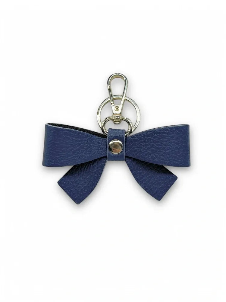 Porte-clés en cuir grainé FARFALA Bleu marine