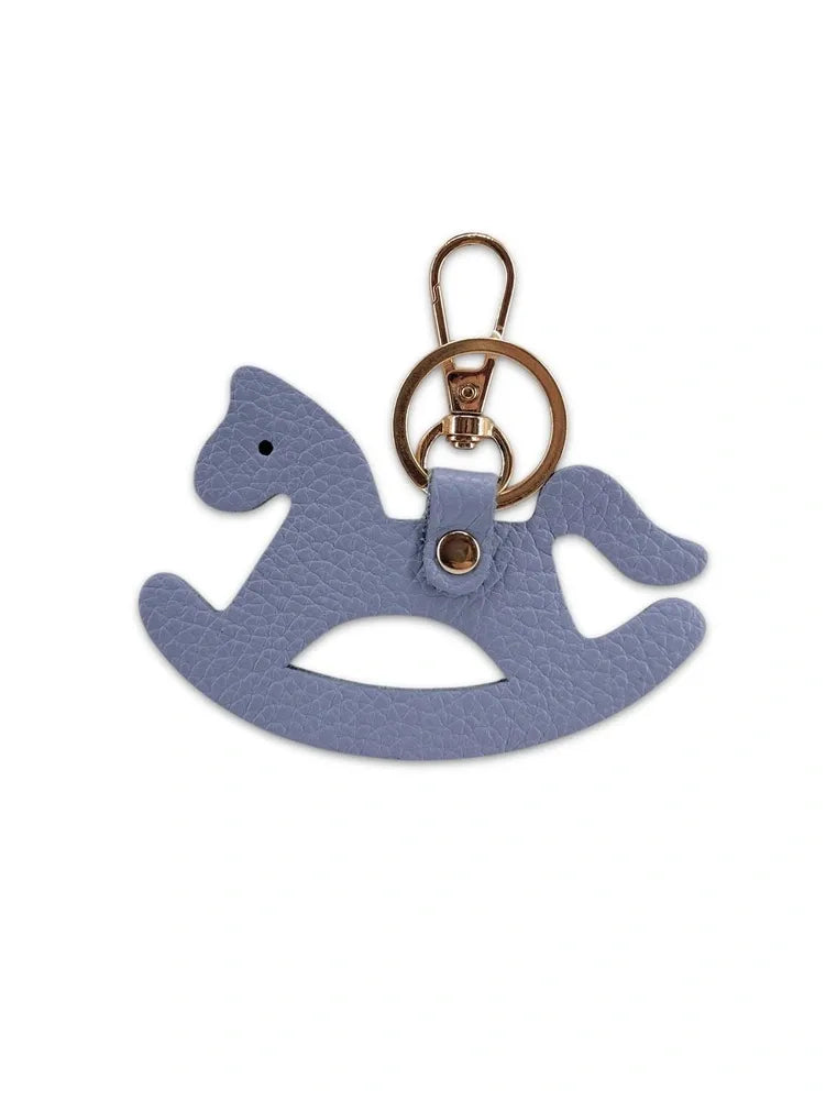 Porte-clés en cuir grainé ROCKY PONY Bleu glacier