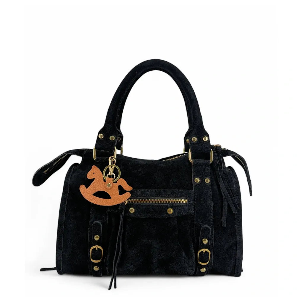 Porte-clés en cuir grainé ROCKY PONY Camel foncé