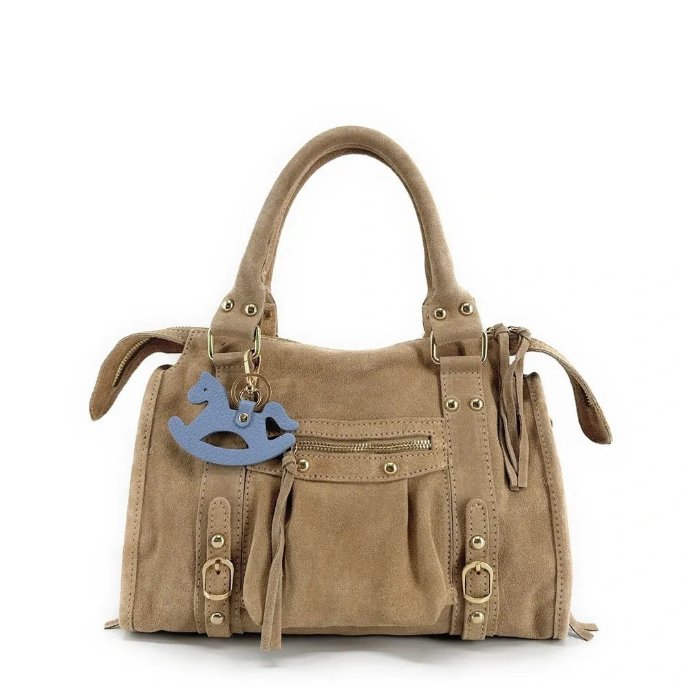 Porte-clés en cuir grainé ROCKY PONY Bleu glacier