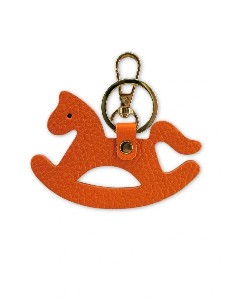 Porte-clés en cuir grainé ROCKY PONY Orange