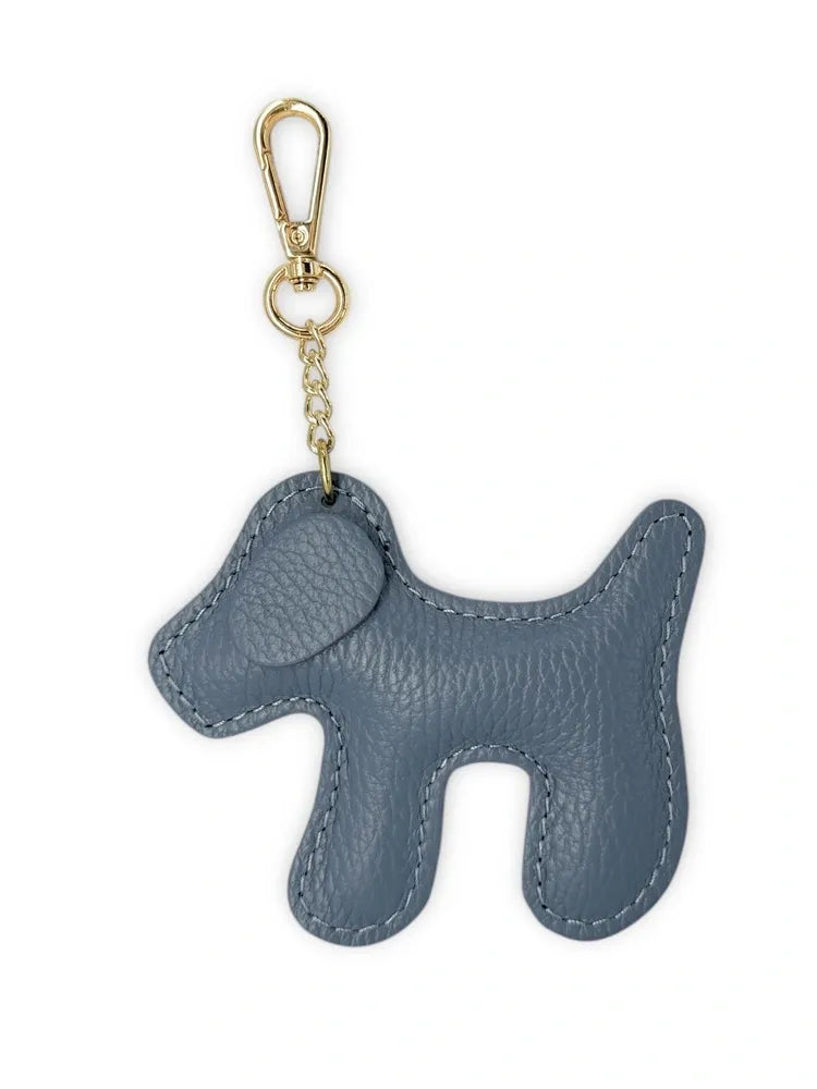 Porte-clés en cuir grainé WOUF Bleu glacier