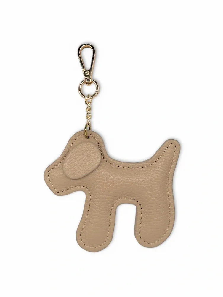 Porte-clés en cuir grainé WOUF Taupe