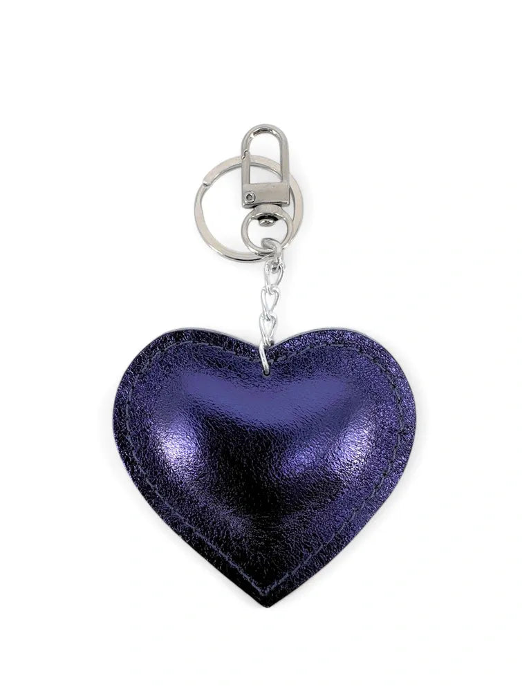 Porte-clés en cuir irisé COEUR GLOW Nuit étoilée