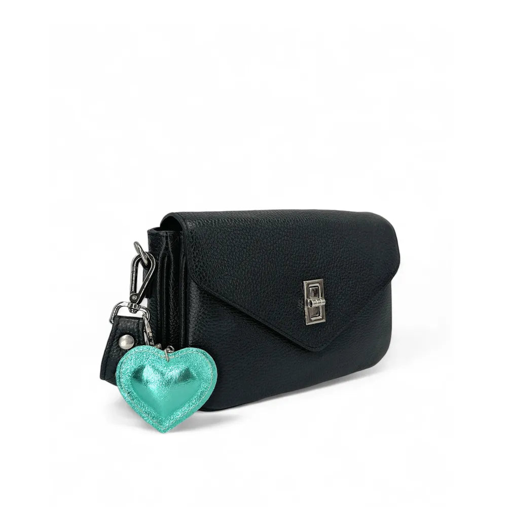 Porte-clés en cuir irisé COEUR GLOW Bleu des mers du sud