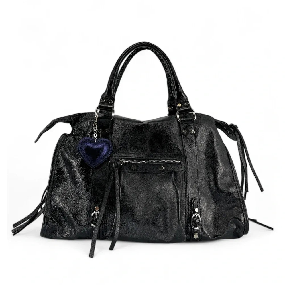 Porte-clés en cuir irisé COEUR GLOW Nuit étoilée