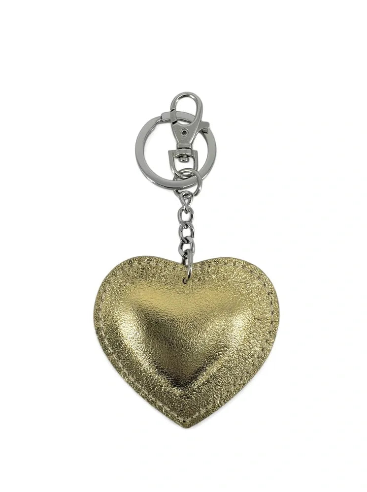 Porte-clés en cuir irisé COEUR GLOW Or pâle