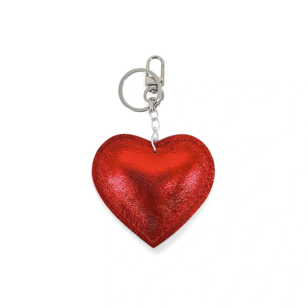 Porte-clés en cuir irisé COEUR GLOW Rouge irisé